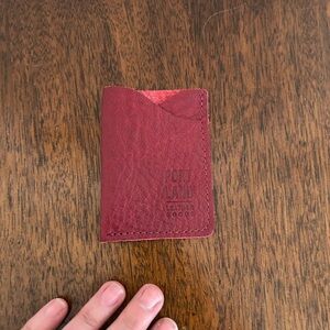 Portland Leather Red Card Holder /Minimalist Wallet